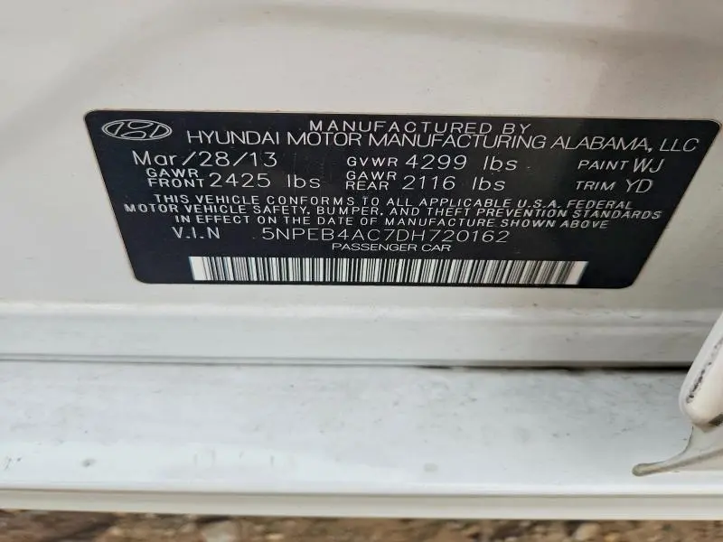 2013 HYUNDAI SONATA GLS  
