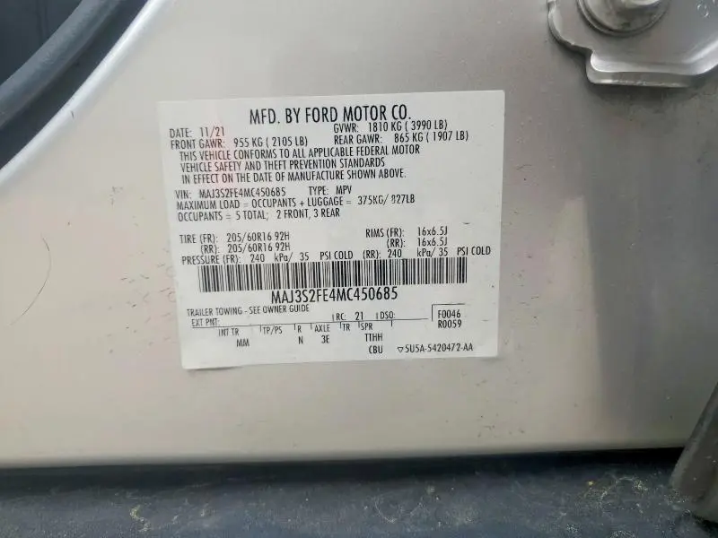2021 FORD ECOSPORT S  