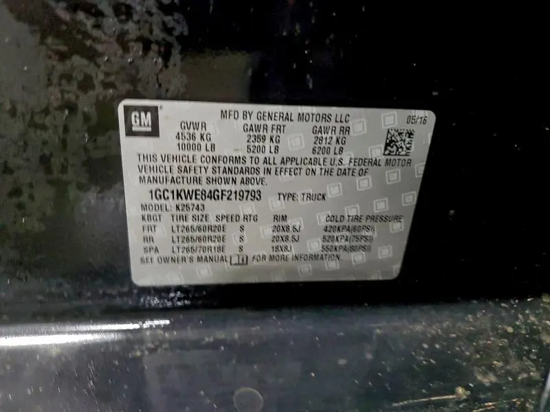 2016 CHEVROLET SILVERADO K2500 HEAVY DUTY LTZ  