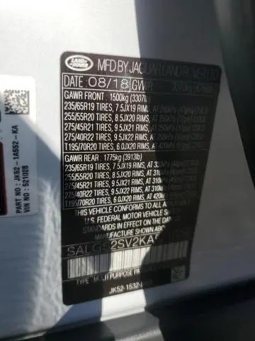 2019 LAND ROVER RANGE ROVER HSE  