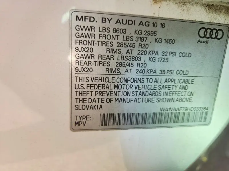 2017 AUDI Q7 PRESTIGE  