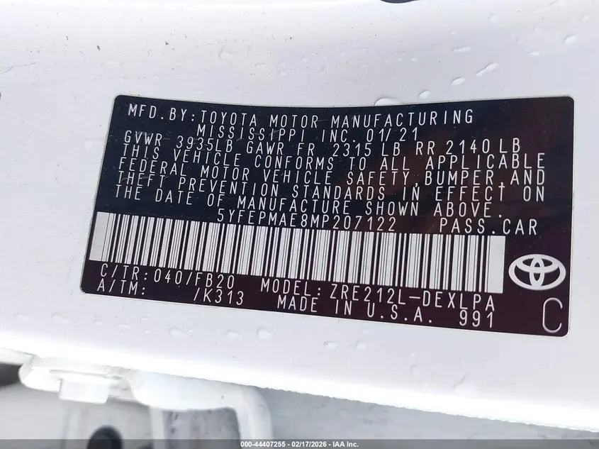 2021 TOYOTA COROLLA LE