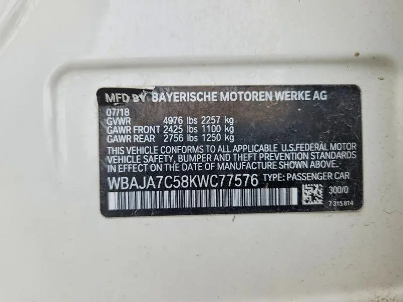 2019 BMW 530 XI  