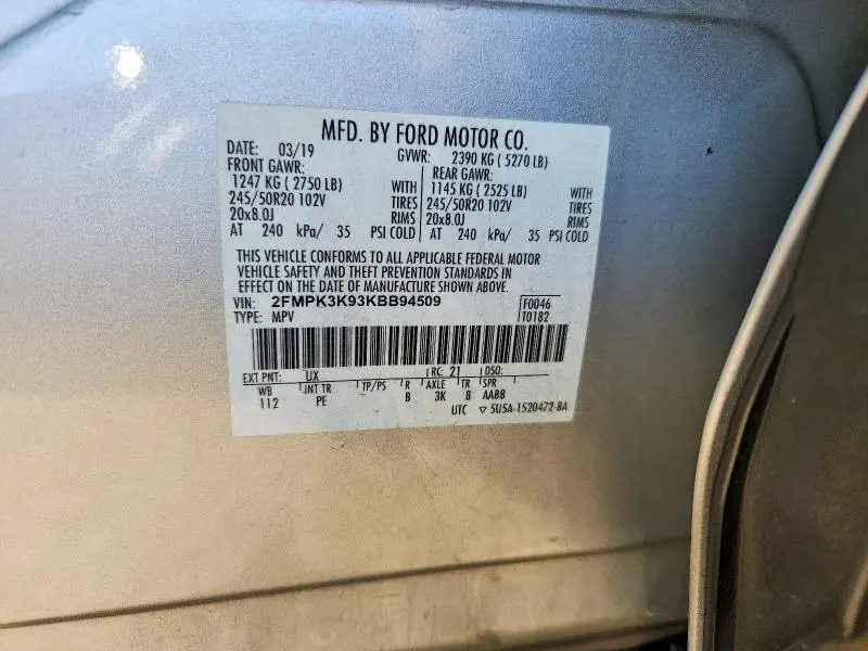 2019 FORD EDGE TITANIUM  