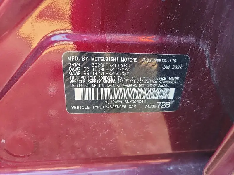 2022 MITSUBISHI MIRAGE SE  