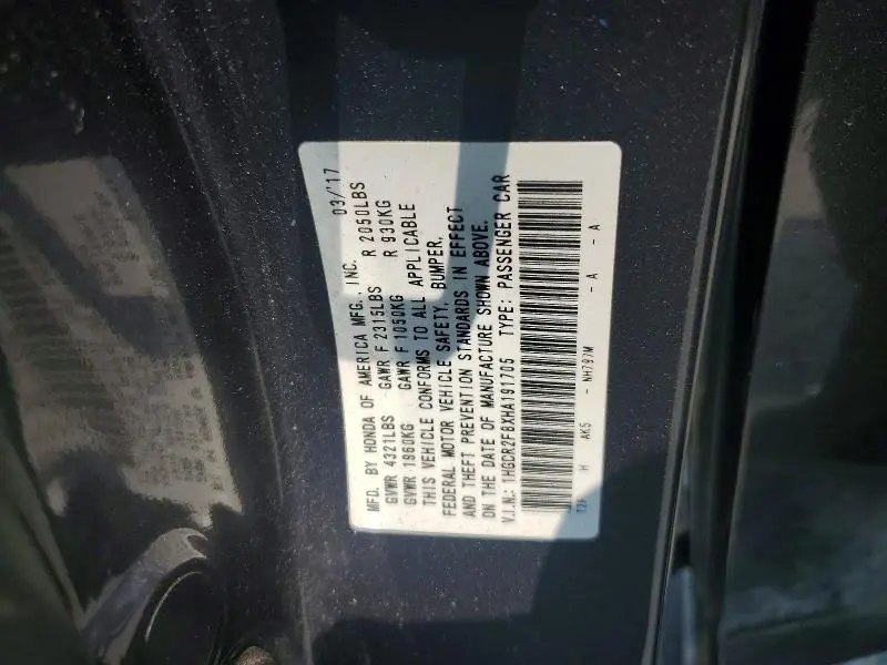 2017 HONDA ACCORD EXL  