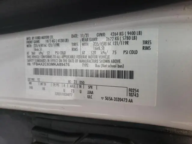 2021 FORD TRANSIT T-350  