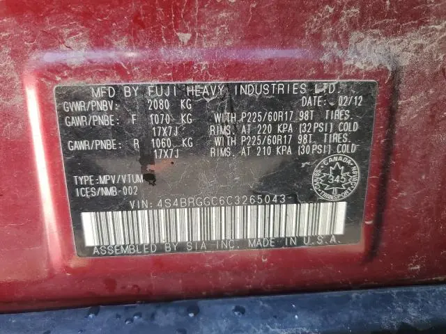 2012 SUBARU OUTBACK 2.5I PREMIUM  