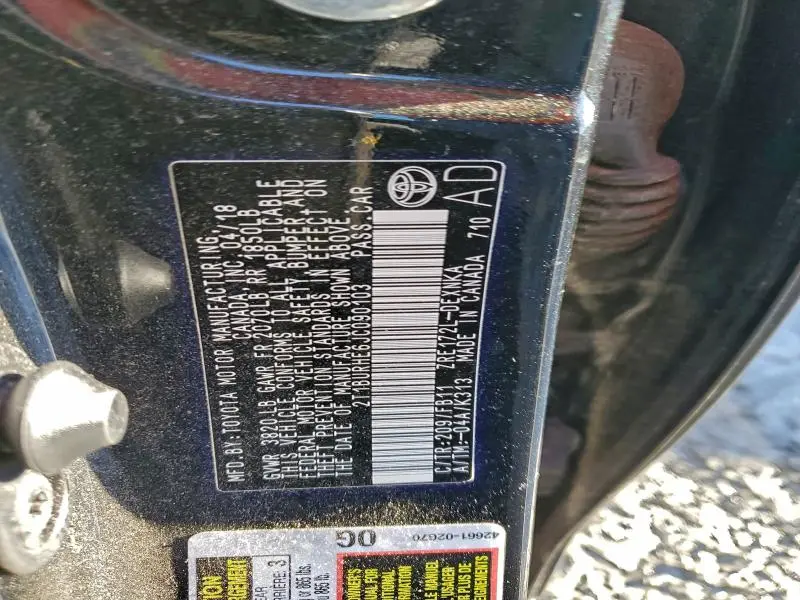 2018 TOYOTA COROLLA L  