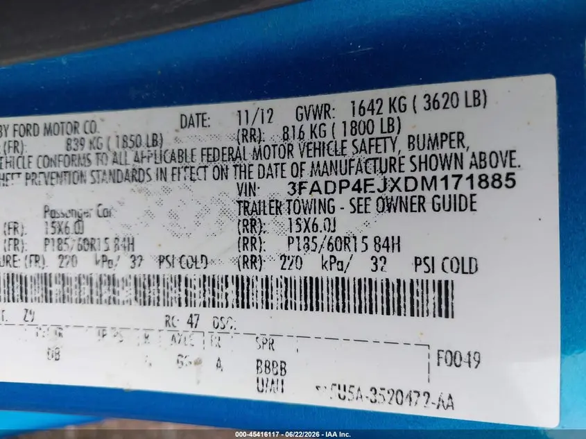 2013 FORD FIESTA SE