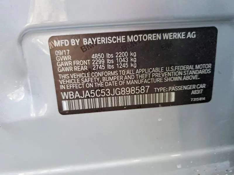 2018 BMW 530 I  