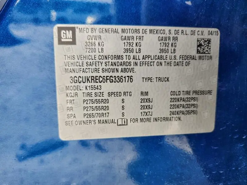 2015 CHEVROLET SILVERADO K1500 LT  