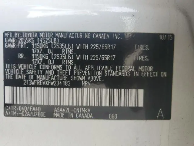 2015 TOYOTA RAV4 XLE