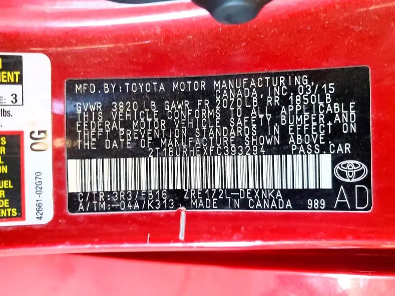 2015 TOYOTA COROLLA LE  