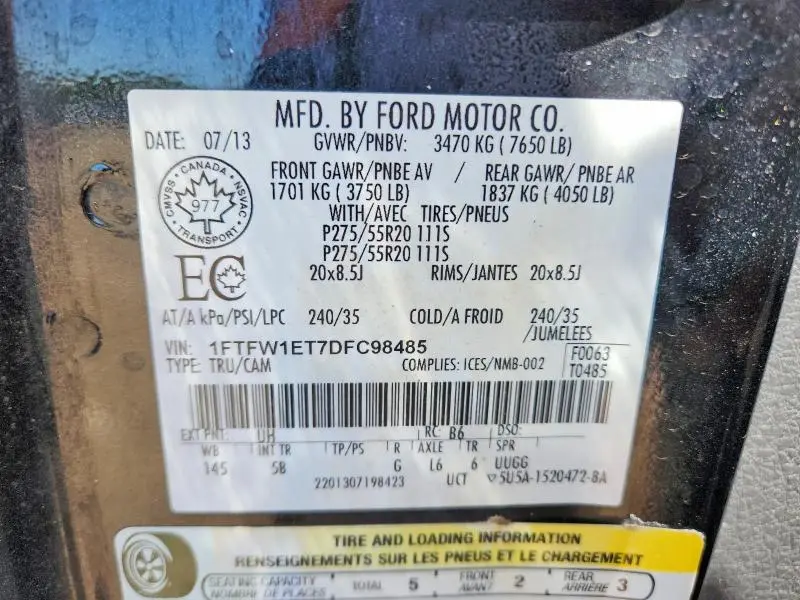 2013 FORD F150 SUPERCREW  