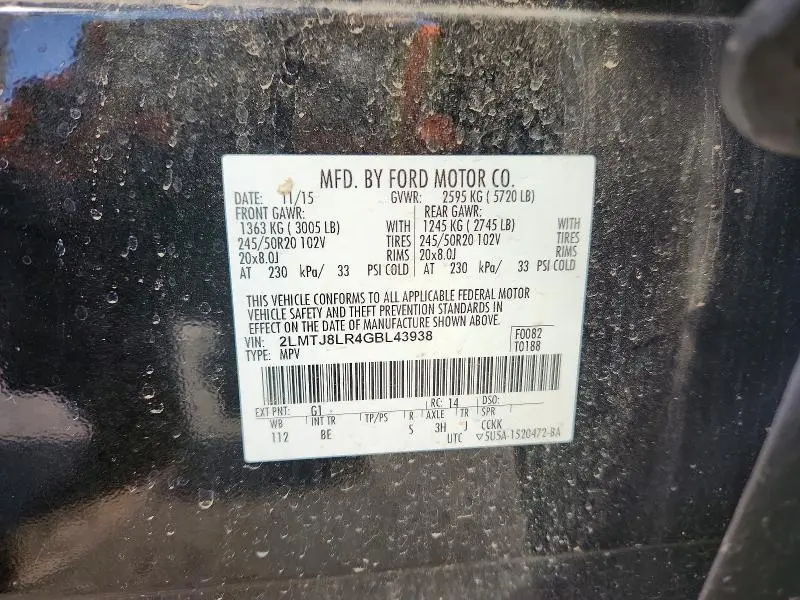 2016 LINCOLN MKX RESERVE  