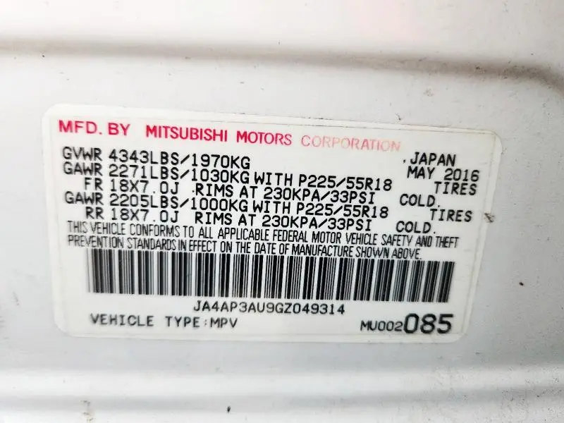 2016 MITSUBISHI OUTLANDER SPORT ES  