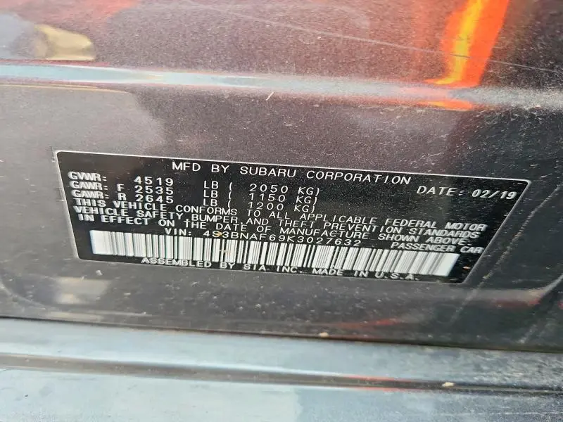 2019 SUBARU LEGACY 2.5I PREMIUM  