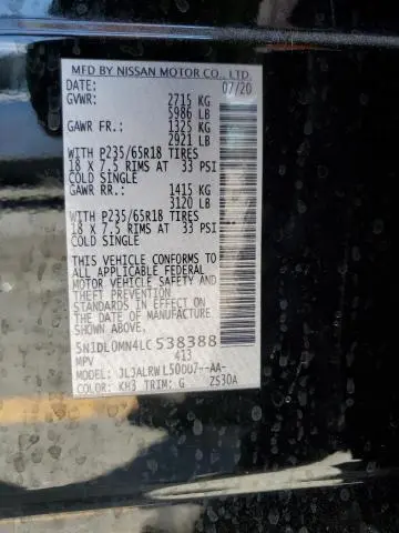 2020 INFINITI QX60 LUXE  