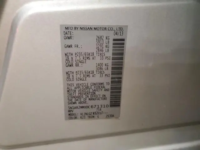 2013 NISSAN PATHFINDER S  