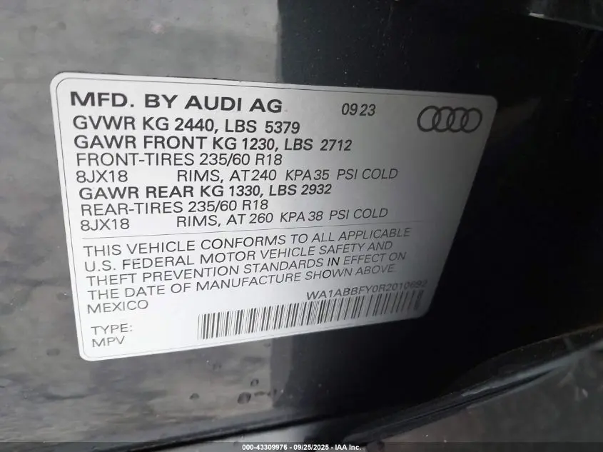 2024 AUDI Q5 PREMIUM 40 TFSI QUATTRO S TRONIC