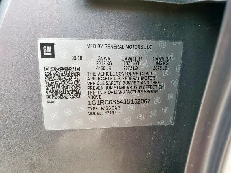 2018 CHEVROLET VOLT LT  