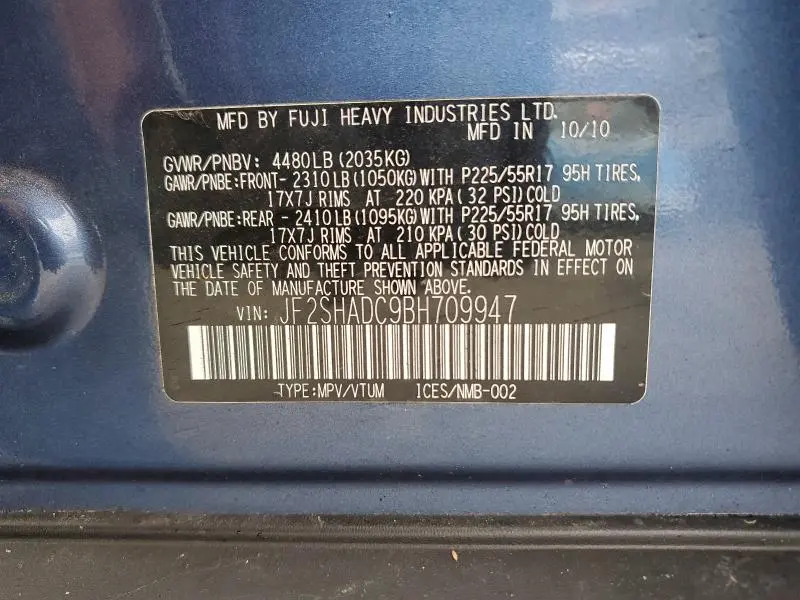 2011 SUBARU FORESTER 2.5X PREMIUM  