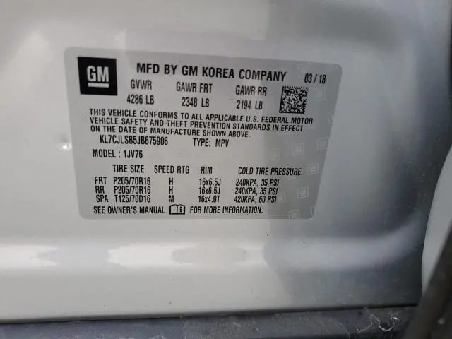 2018 CHEVROLET TRAX 1LT  