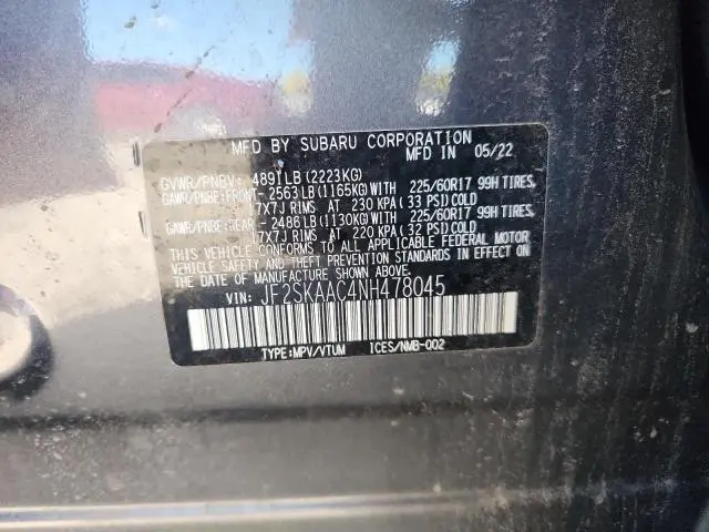 2022 SUBARU FORESTER   