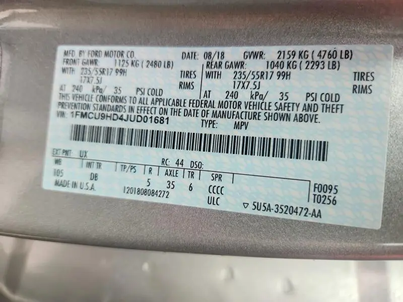 2018 FORD ESCAPE SEL  