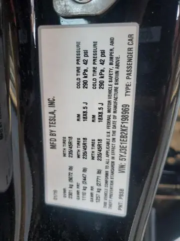 2019 TESLA MODEL 3   