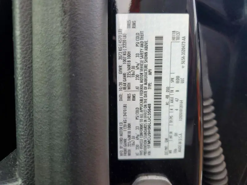 2020 FORD ESCAPE SEL  