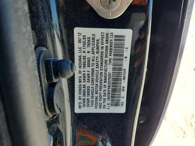 2012 HONDA CIVIC LX  