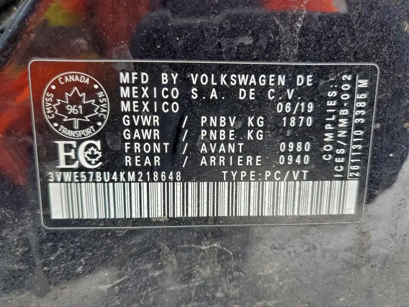 2019 VOLKSWAGEN JETTA SEL  