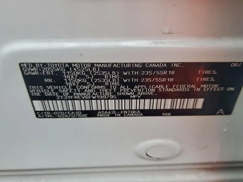 2015 TOYOTA RAV4 LIMITED  