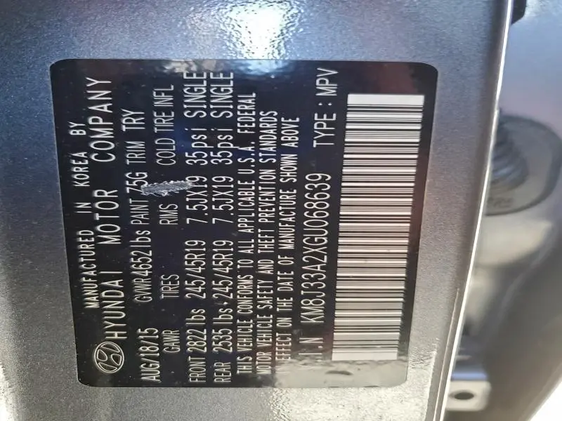 2016 HYUNDAI TUCSON LIMITED  