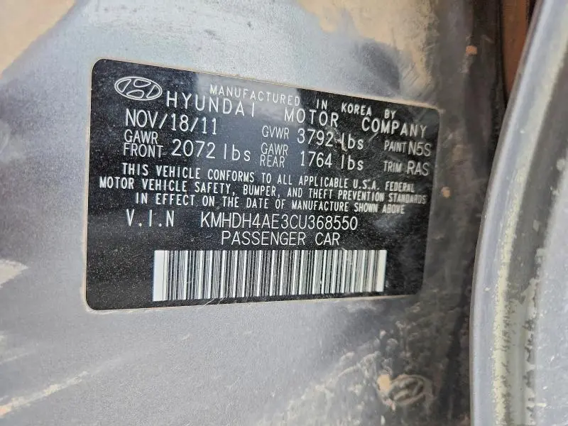 2012 HYUNDAI ELANTRA GLS  