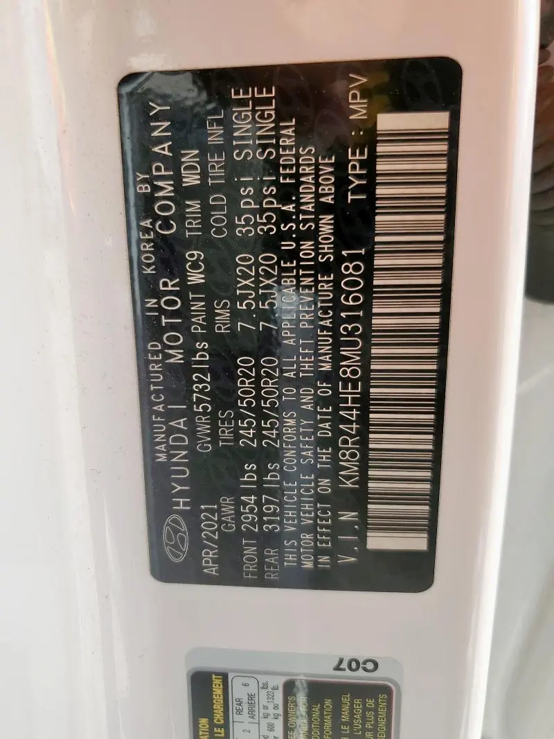 2021 HYUNDAI PALISADE SEL  