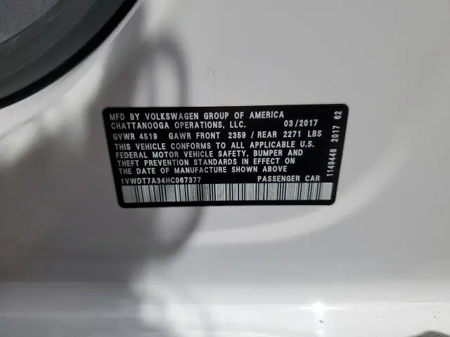 2017 VOLKSWAGEN PASSAT R-LINE  