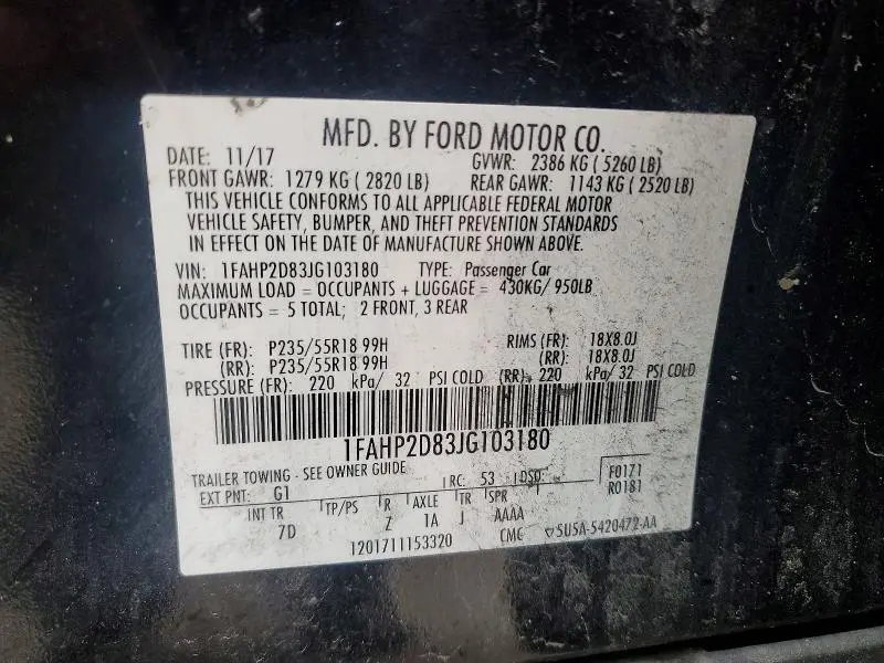 2018 FORD TAURUS SE  