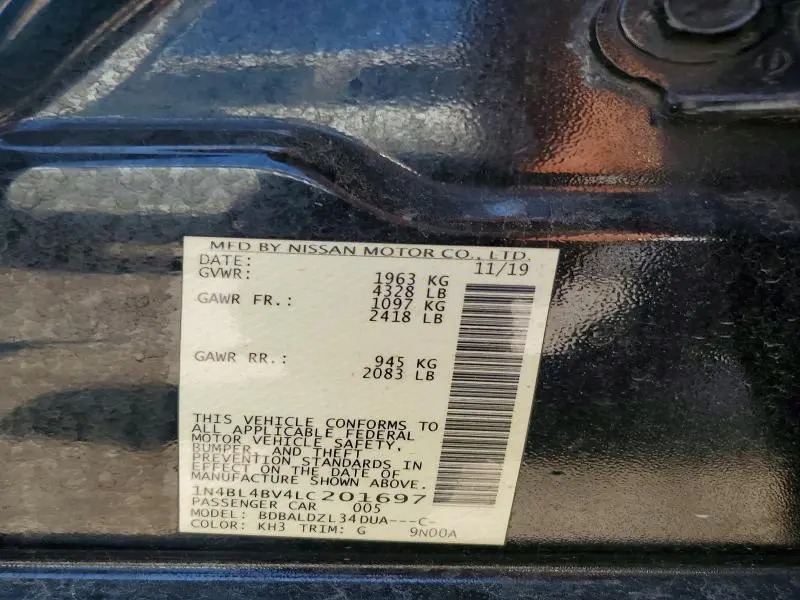 2020 NISSAN ALTIMA S  