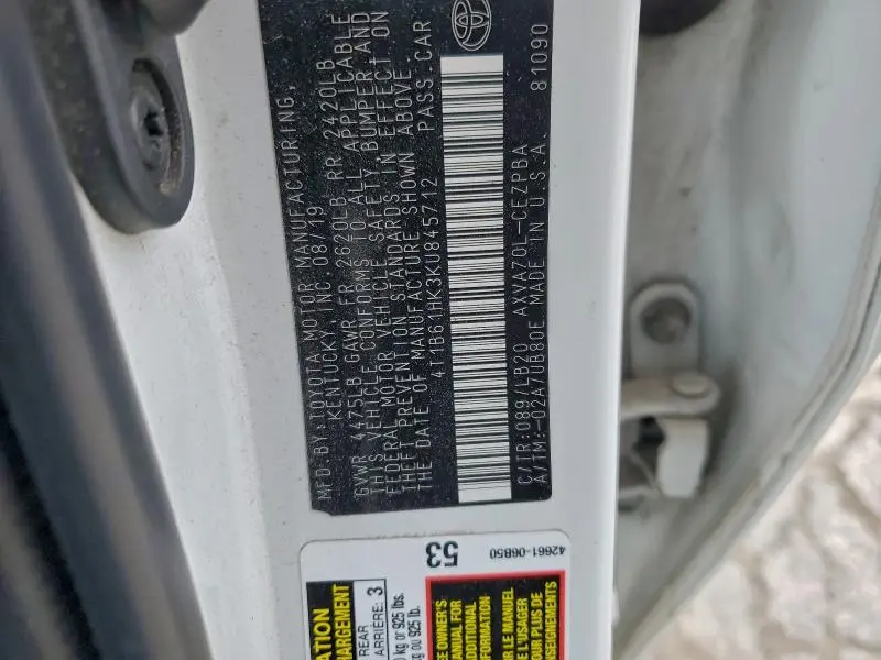 2019 TOYOTA CAMRY XSE  