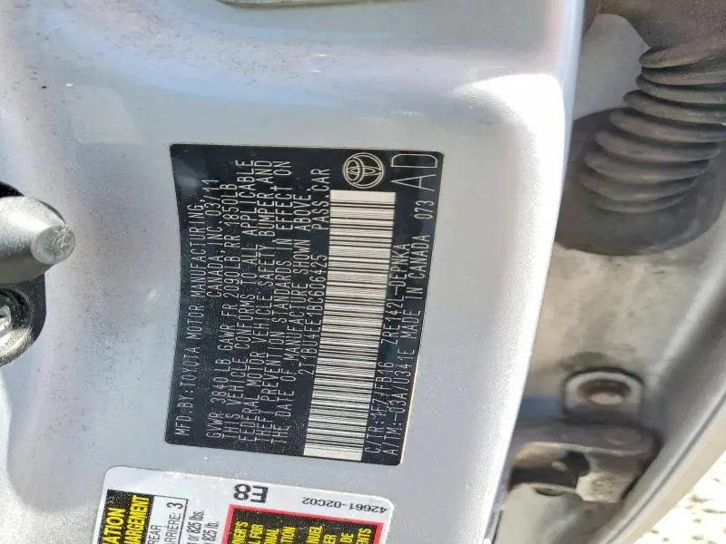 2011 TOYOTA COROLLA BASE  