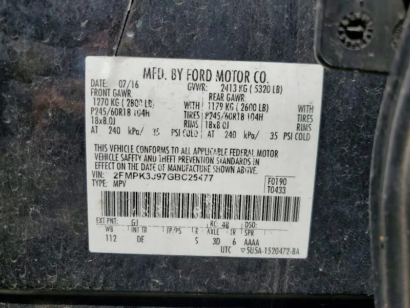 2016 FORD EDGE SEL  