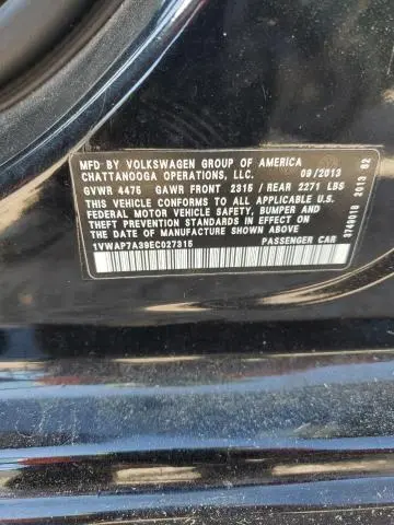 2014 VOLKSWAGEN PASSAT S  