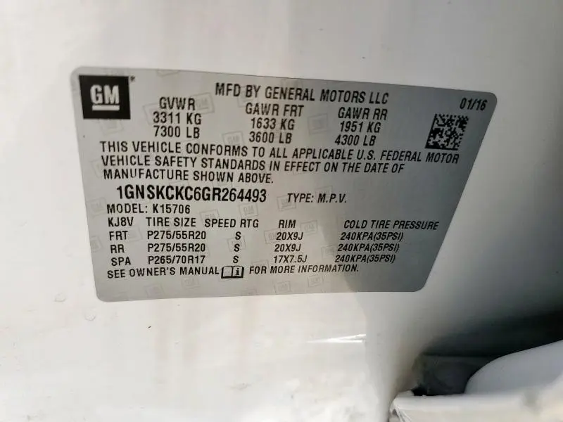 2016 CHEVROLET TAHOE K1500 LTZ  