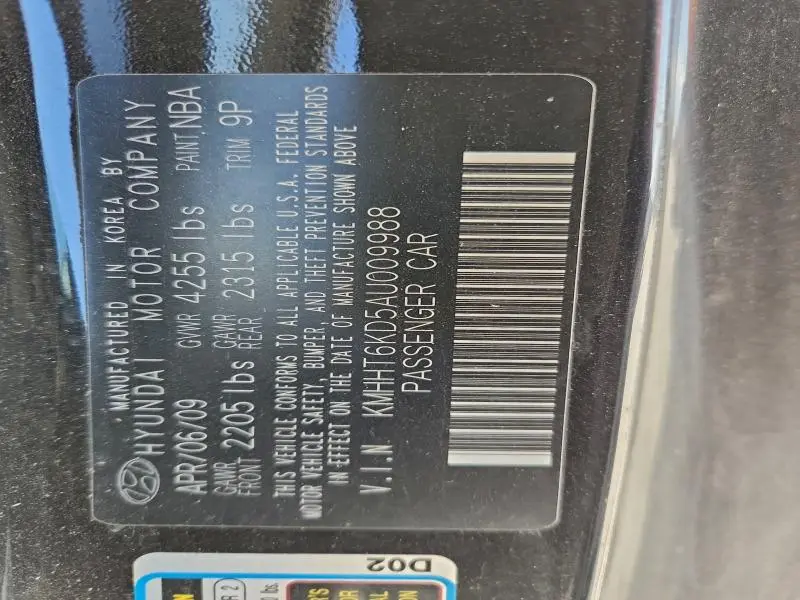 2010 HYUNDAI GENESIS COUPE 2.0T  