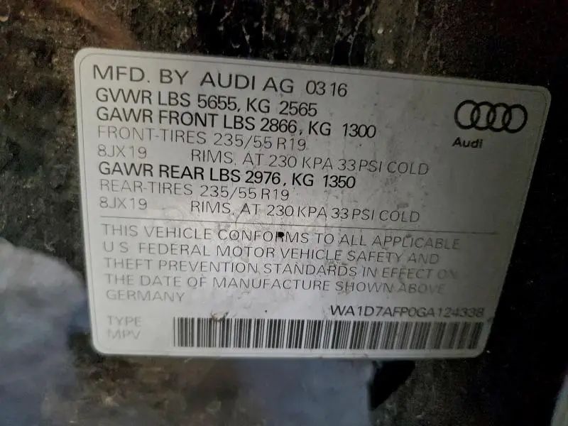 2016 AUDI Q5 PREMIUM PLUS S-LINE  