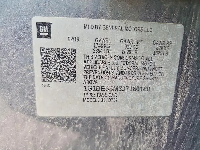 2018 CHEVROLET CRUZE LT  