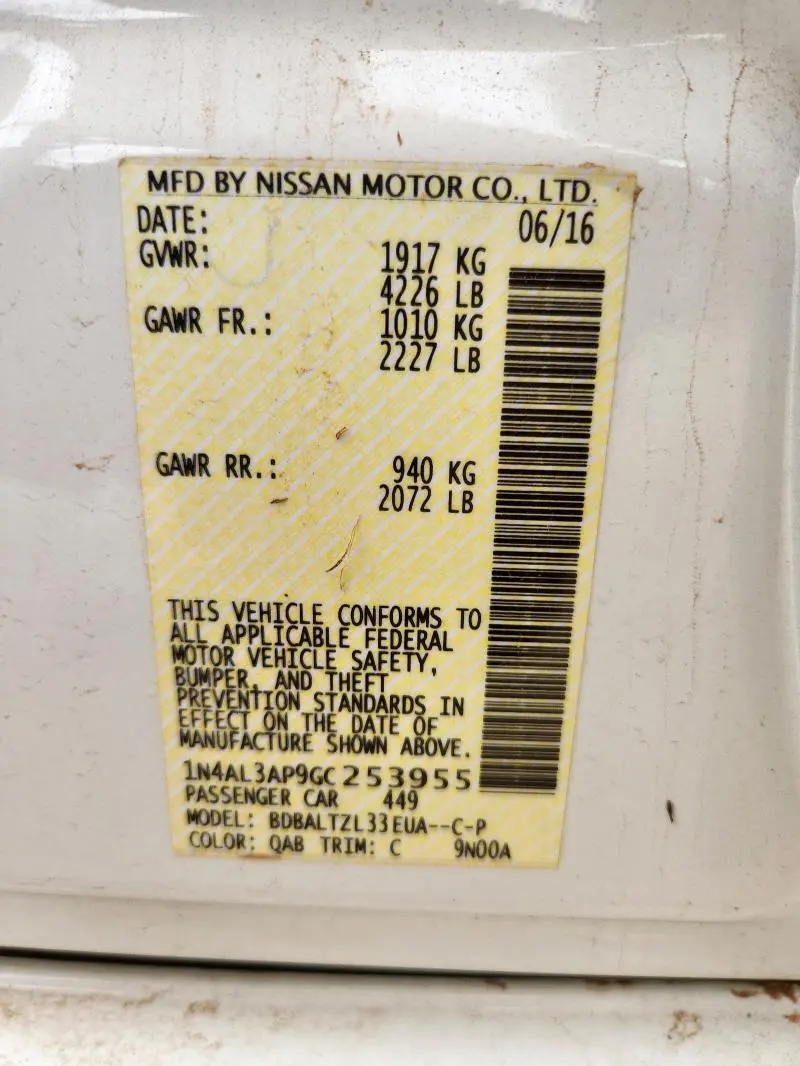 2016 NISSAN ALTIMA 2.5  